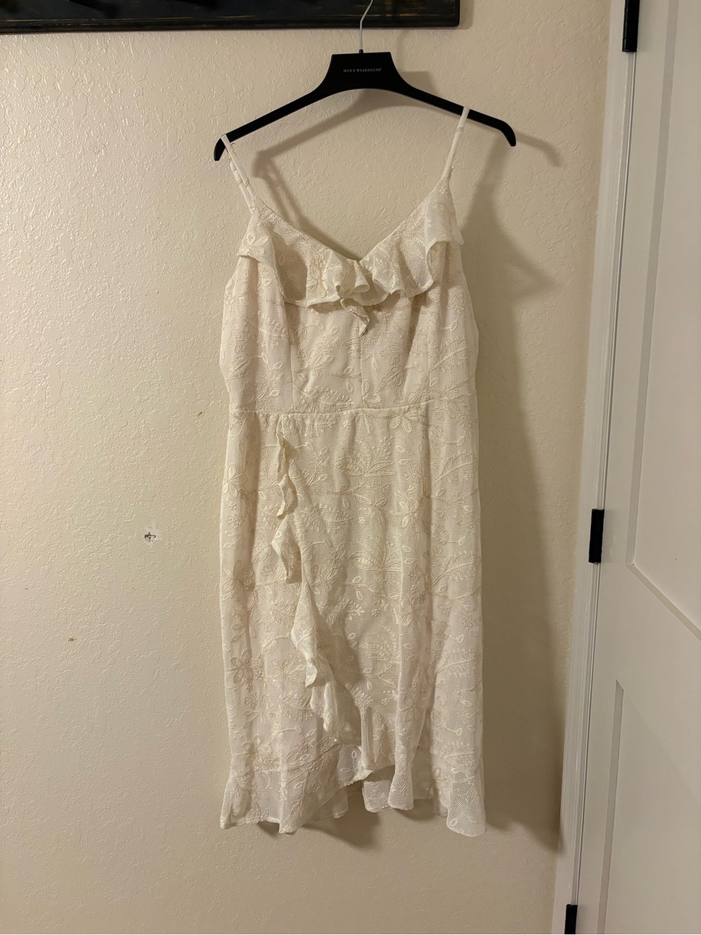 Kensie Cream Lace Ruffle Midi Dress